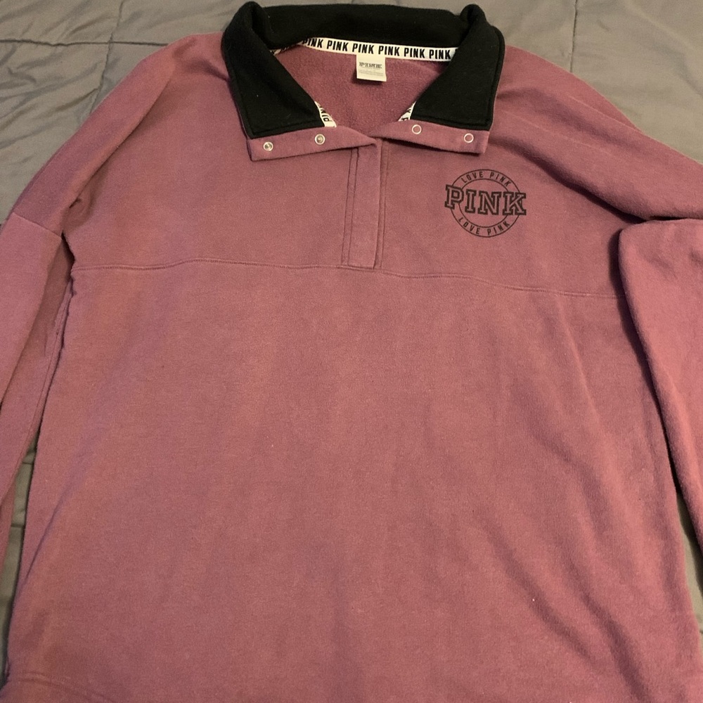 Pink branded half zip sweater